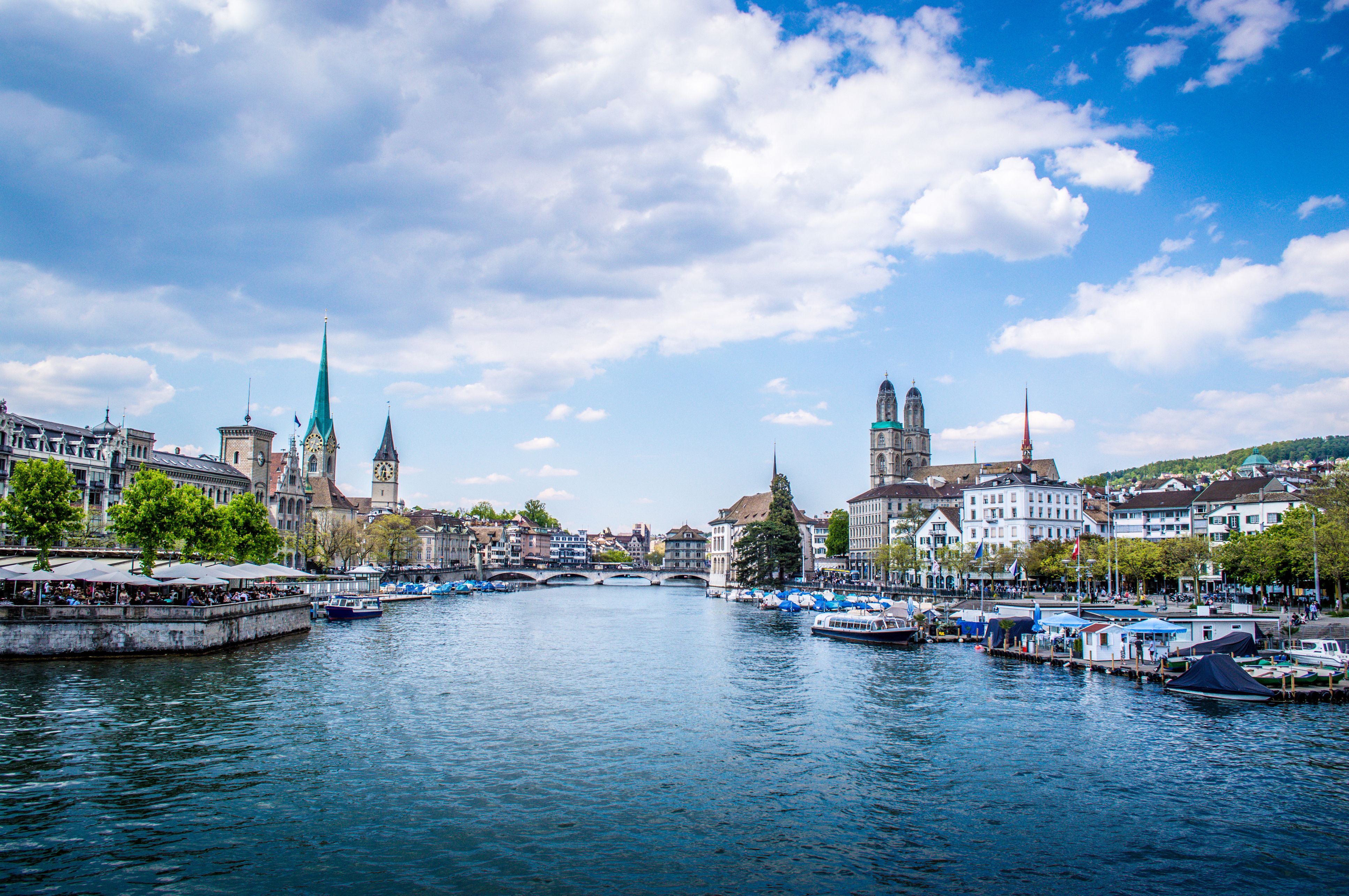 Cityscape From Limmat River in Zurich, Switzerland