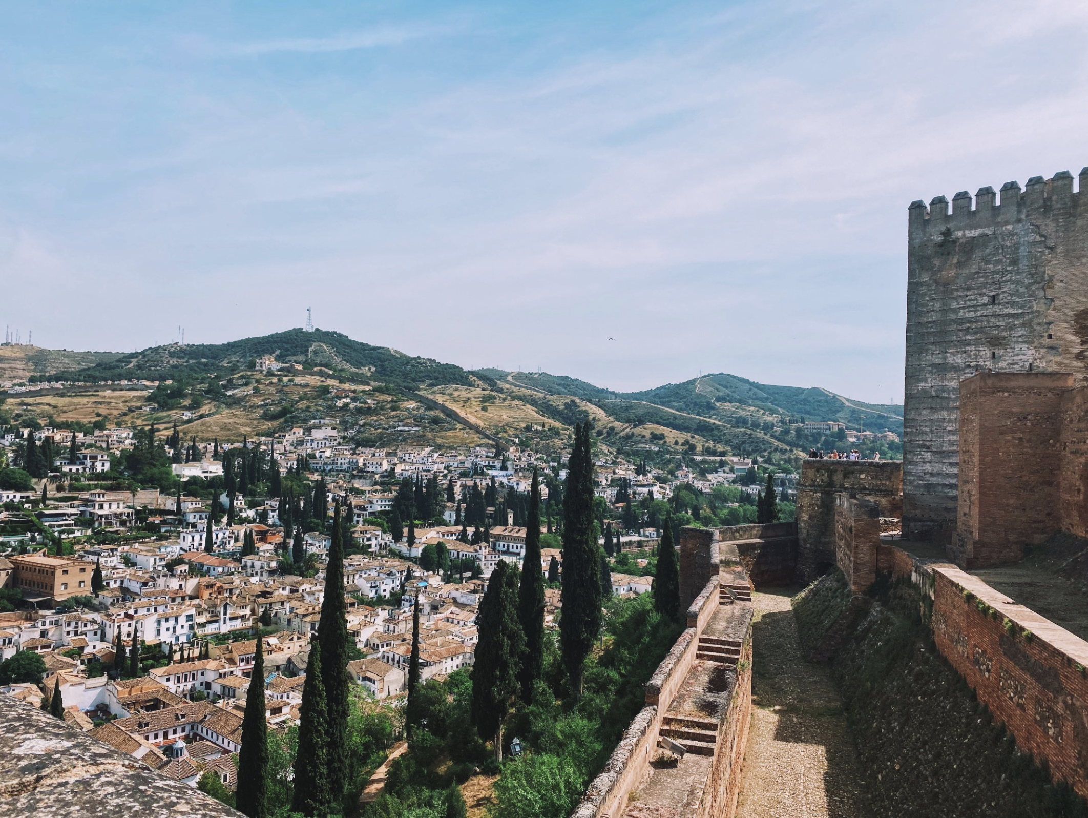 View over a village with traditional Spanish architecture near Granada.