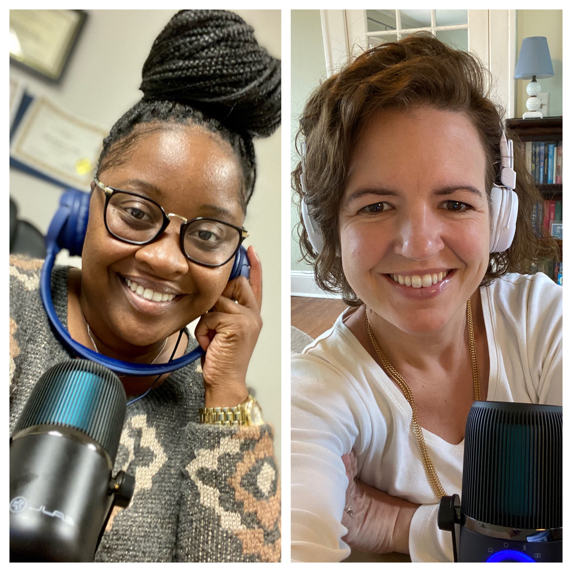 GA Extension Family and Consumer Sciences agents Leslie Weaver (left) and Carrie Vanderver are shown in their respective recording studios.