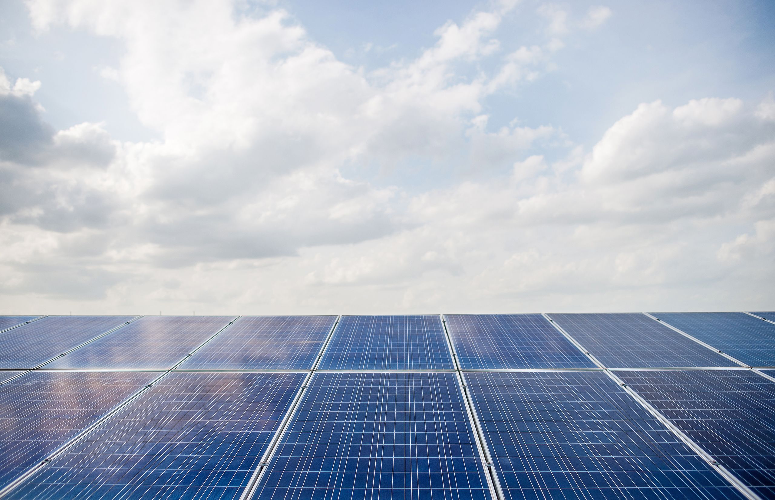 Solar panel array angled toward the sky